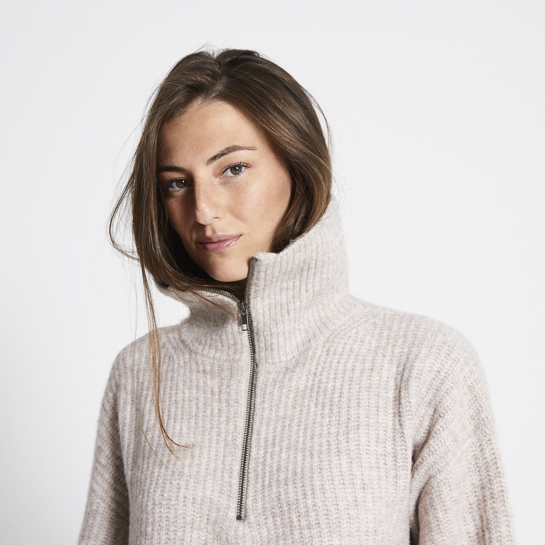 Ribbstickad tröja "Half Zip Sweater"